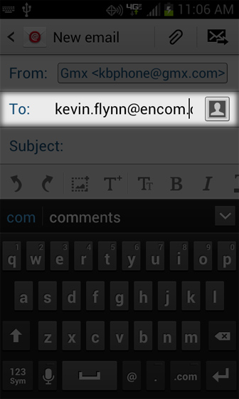 Email Settings select Compose To Field