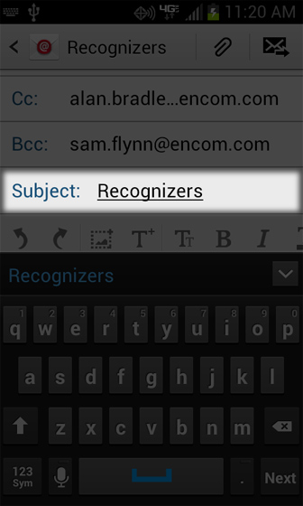 Email Settings select Compose enter Subject