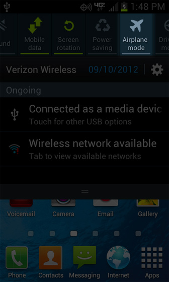 Pantalla de inicio desplegable con Airplane mode