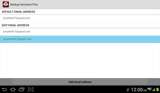 Edit email settings screen