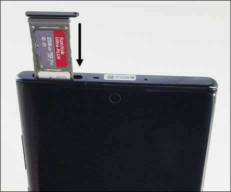 Insert SIM and SD card tray Insert SIM and SD card tray