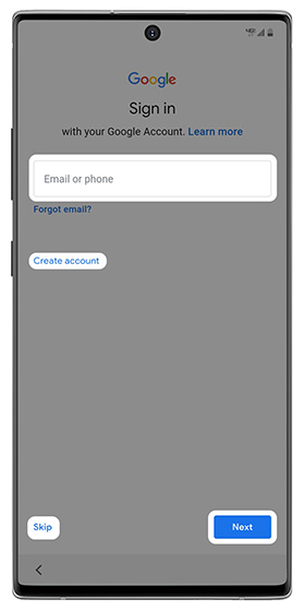Google sign-in screen Google sign-in screen