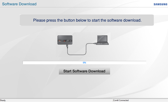 Software Download screen, Start Software Download