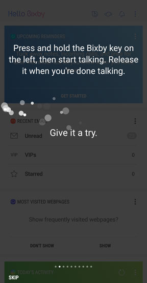 Bixby voice give it a try screen