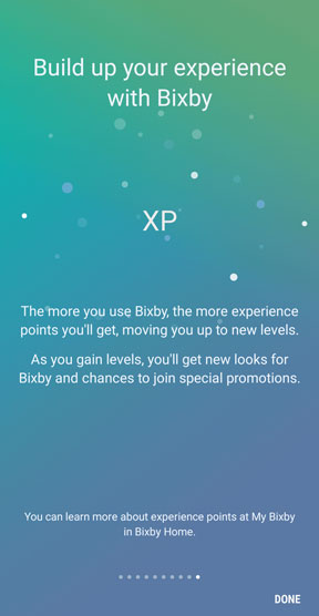 Bixby voice setup gamification screen