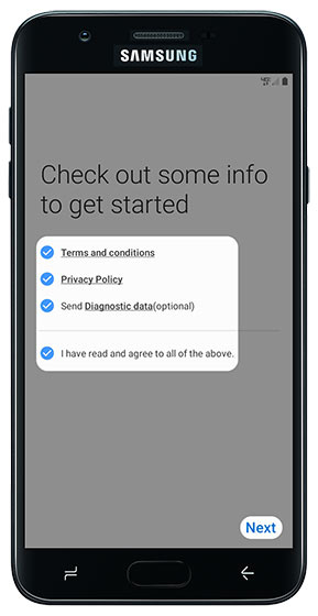 Review the Terms and Conditions then tap Next
