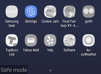 Safe mode screen