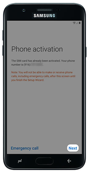 Phone activation screen Phone activation screen