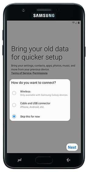 Back up data options screen Back up data options screen