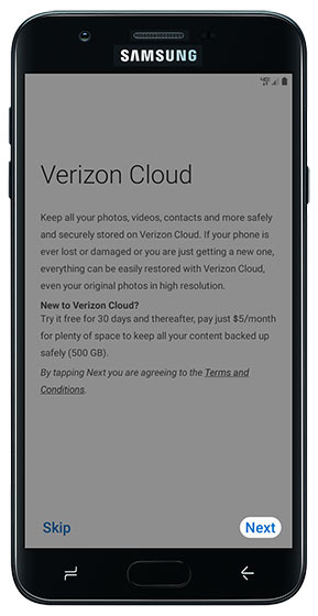 Verizon Cloud screen Verizon Cloud screen