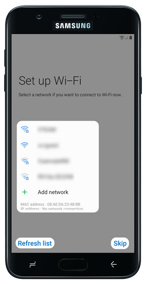 Set up Wi-Fi screen Set up Wi-Fi screen