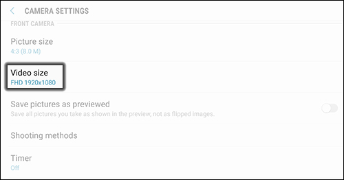 Tap Video Size
