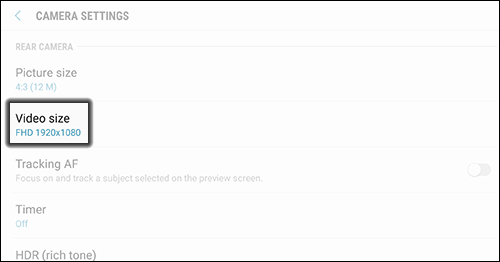 Tap Video Size