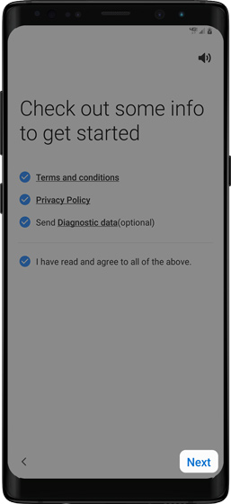 Terms and Conditions / Privacy screen