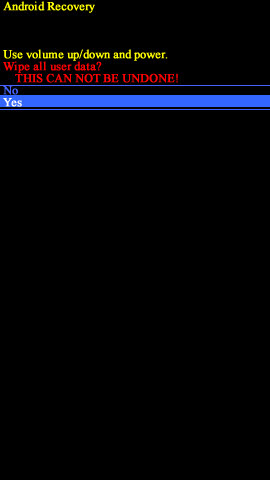 Android recovery screen with Yes Android recovery screen with Yes