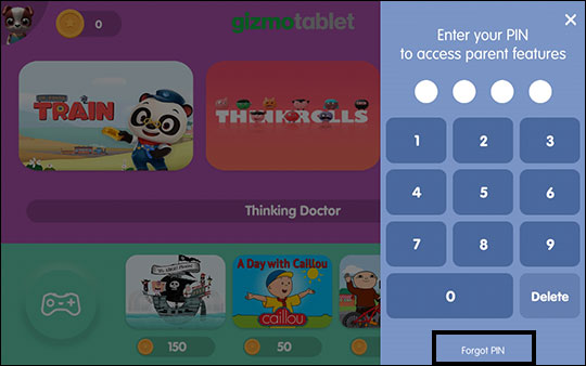 Parent PIN screen