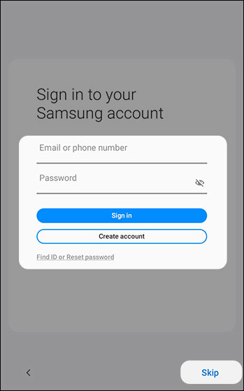Sign in to your Samsung account Sign in to your Samsung account