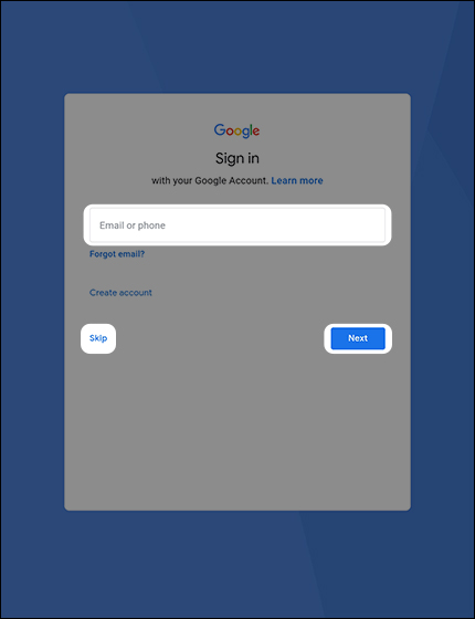Google sign-in screen Google sign-in screen