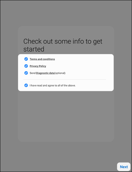 Terms and Conditions screen Terms and Conditions screen