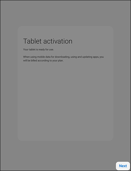 Tablet Activation screen Tablet Activation screen
