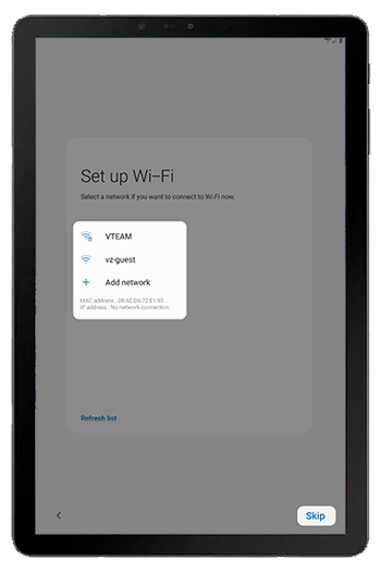 Select a Wi-Fi network