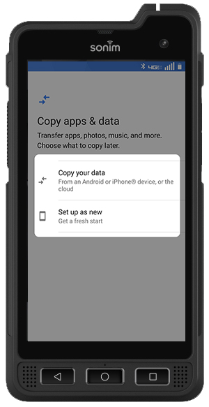 Select an option to copy apps & data