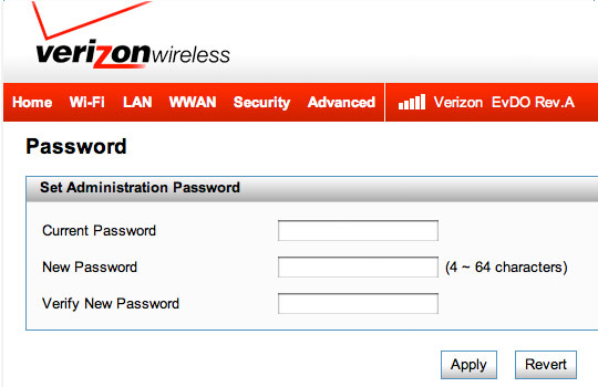 Changing the password