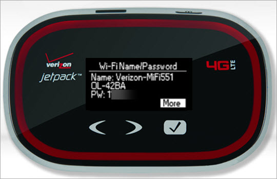 Verizon Jetpack G LTE Mobile Hotspot MiFi L View Network Name And Password Verizon Wireless