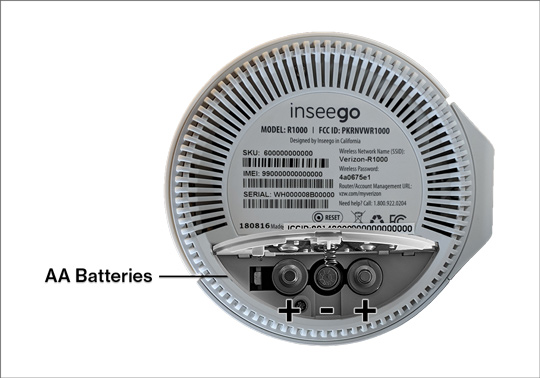 Verizon 5G Home Router bottom with battery door open