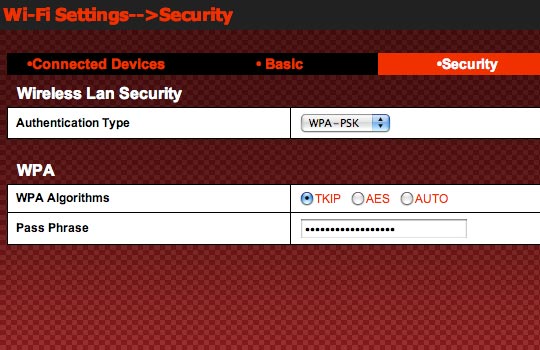 WPA Authentication Settings