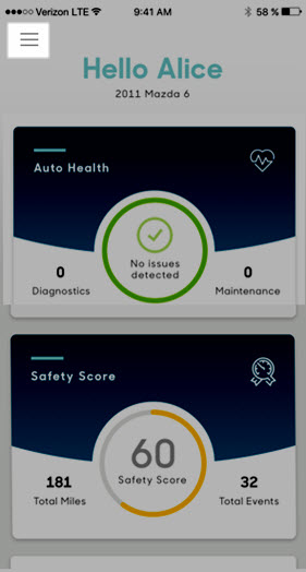 Dashboard menu select