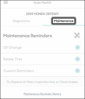 Tap the Maintenance Tab