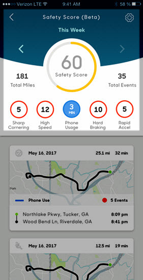 Safety Score screen