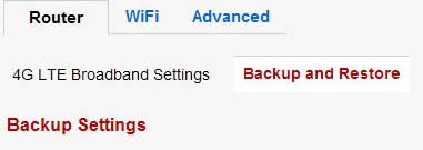 From the Router tab, click Backup and Restore