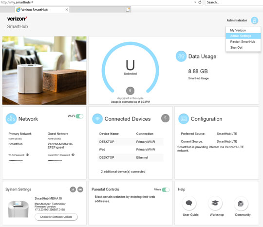 SmartHub Dashboard screen
