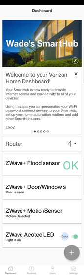 Verizon Home dashboard