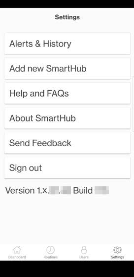 SmartHub app Settings