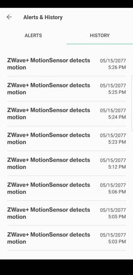 Verizon Home settings History tab