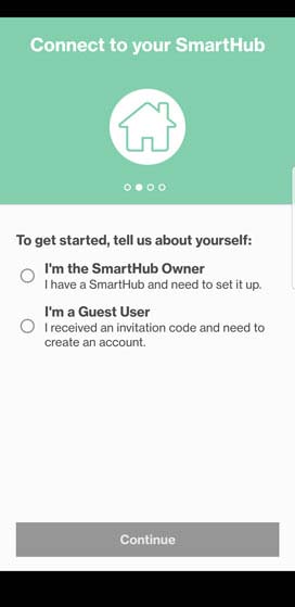 SmartHub app setup user selection
