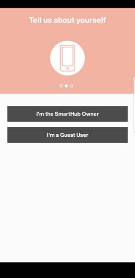 SmartHub app setup user selection