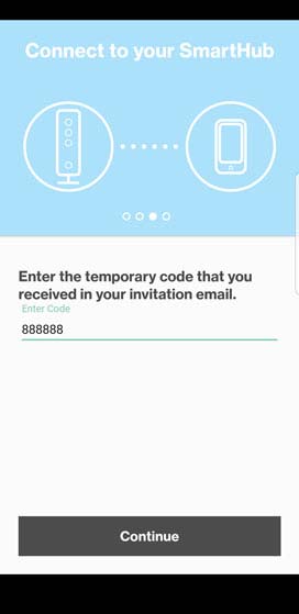 SmartHub guest activation code entry