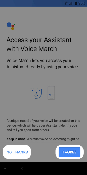 Voice Match screen Voice Match screen